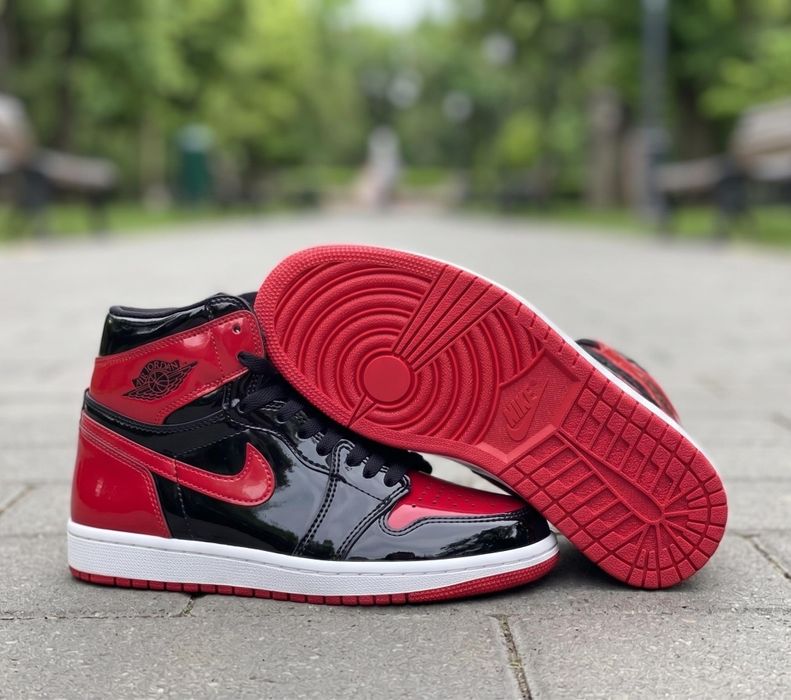 Adidasi Jordan 1 High Patent Bred - Adidasi Fete Baieti