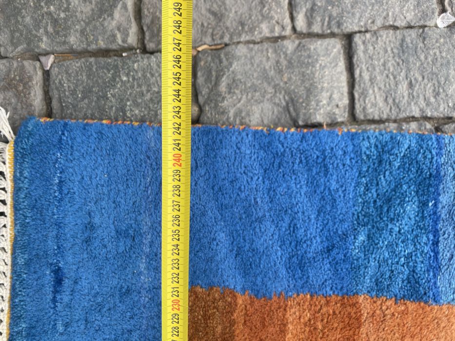 Винтидж индийски вълнен килим India 1980 геометричен ръчна изработка