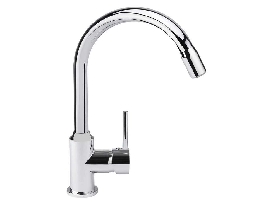 LED смесител за кухненска мивка въртящ се на 360 Хром Черен