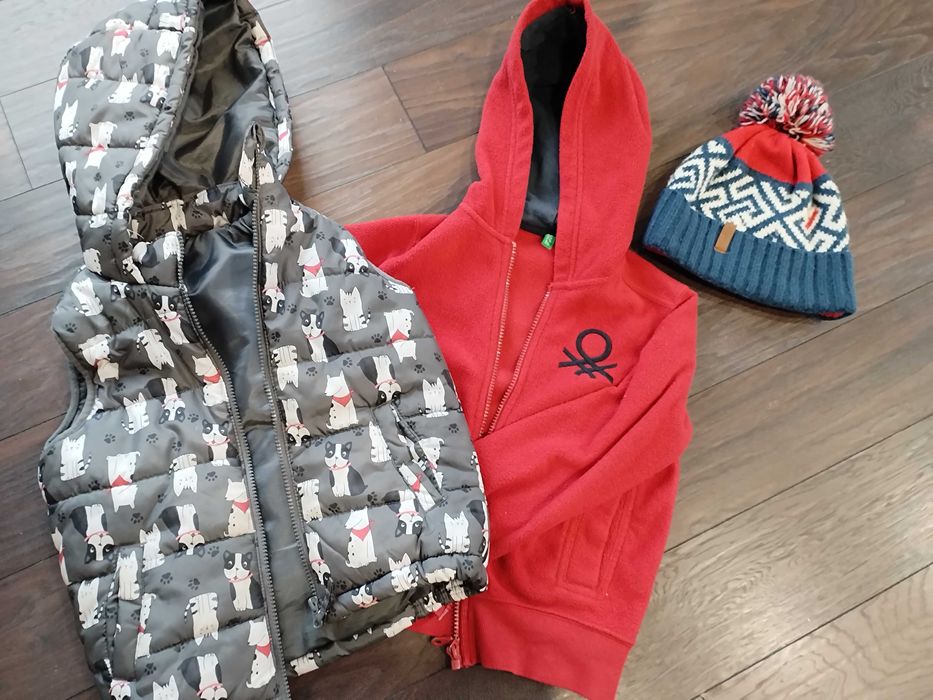 Hanorac Bennetton,vesta Pepco 6-7 ani si caciula Decathlon