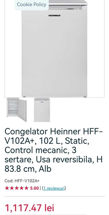 Congelator Heinner 102 L, 3 sertare, clasa A+