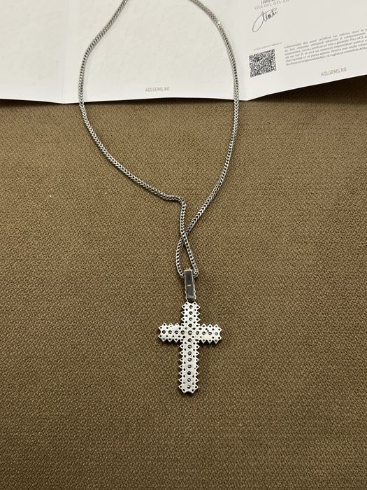 5.30 ct Diamante Naturale – Pandantiv - Cruce - Aur Alb  cu Lanț
