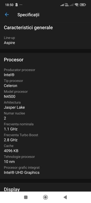 Laptop Acer aspire lite