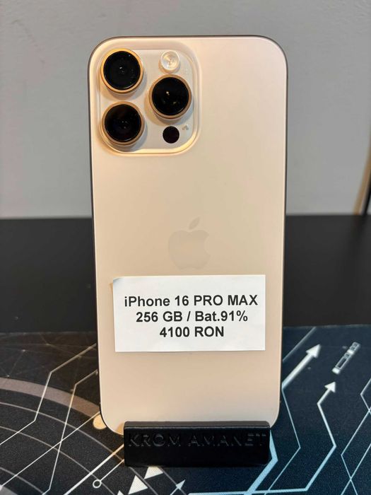 iPhone 16 Pro Max / 256 GB / Bat.91% / Garantie * Krom Amanet Margeanului *