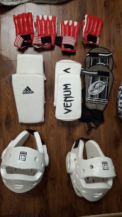 Щитки, шлемы, перчатки