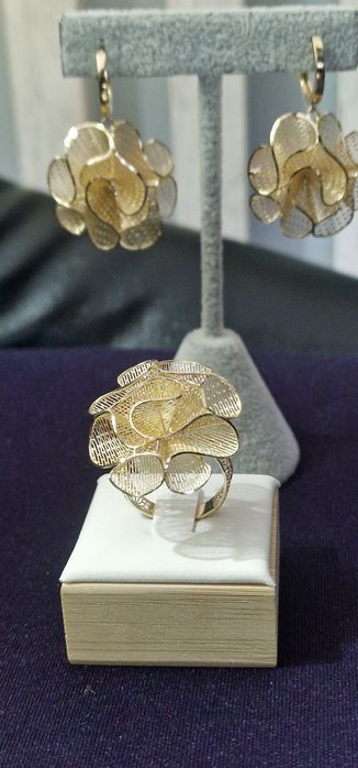 Inel si cercei, set aur 14k