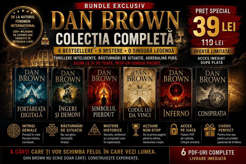 Colecția Dan Brown | Codul lui Da Vinci, Inferno, Îngeri și Demoni + încă 3
