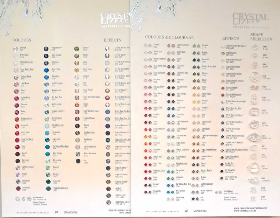SWAROVSKI кристали оригинални цветови палитри