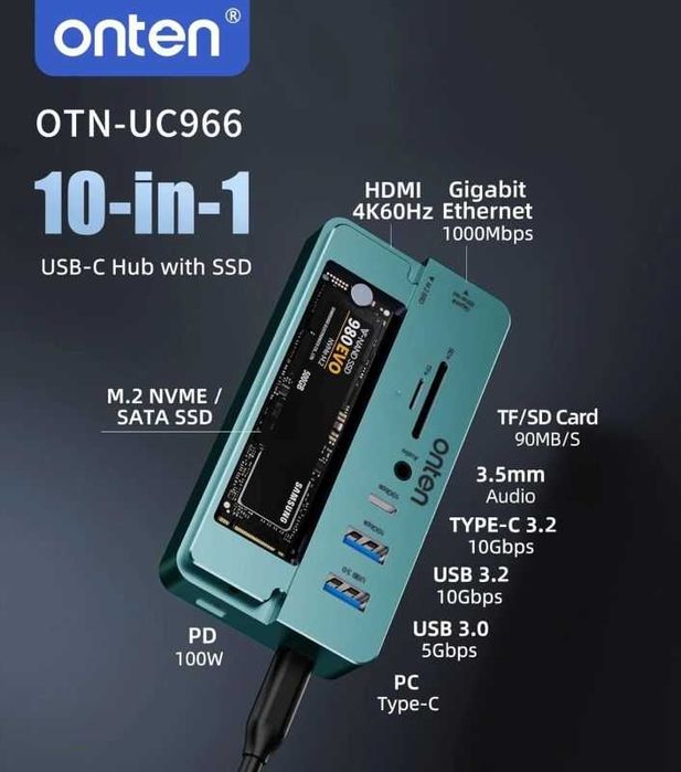 Onten OTN-UC966 — универсальный 10-в-1 USB-C Hub. Есть доставка