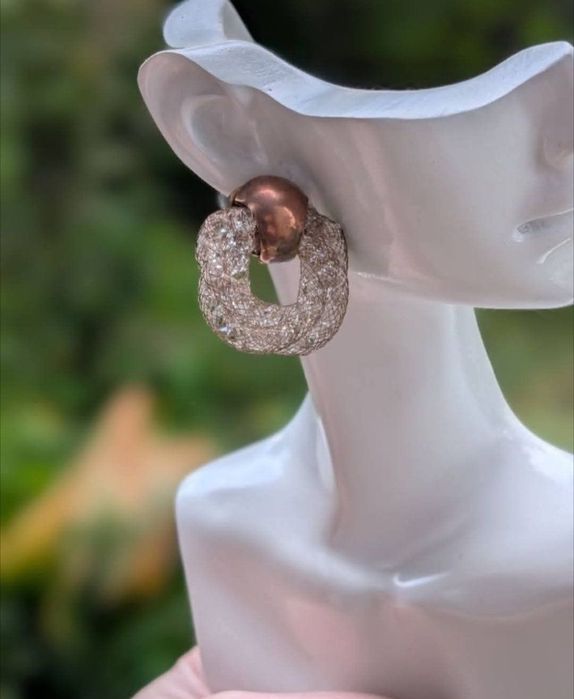 Vechi cercei din cupru, cristale Swarovski