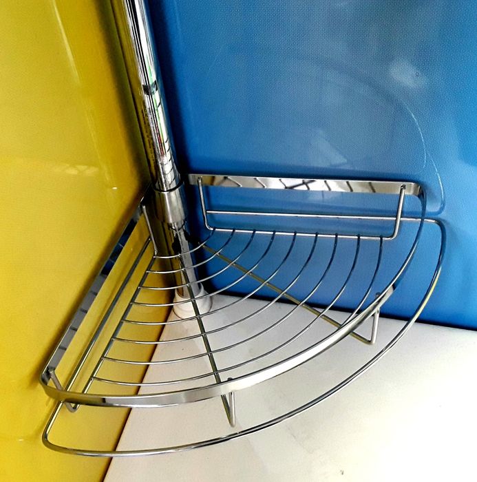 RAFT TELESCOPIC de colt cu 3 cosuri din metal cromat pentru baie - NOU