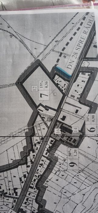 Teren intravilan 5400 mp DN28 Costuleni Iasi, 55 ml deschidere, ideal investitie