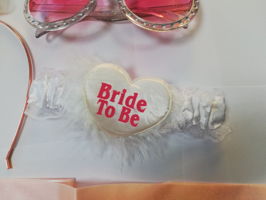 Воал Жартиер Лента Очила Диадема за Моминско Парти Bride to Be