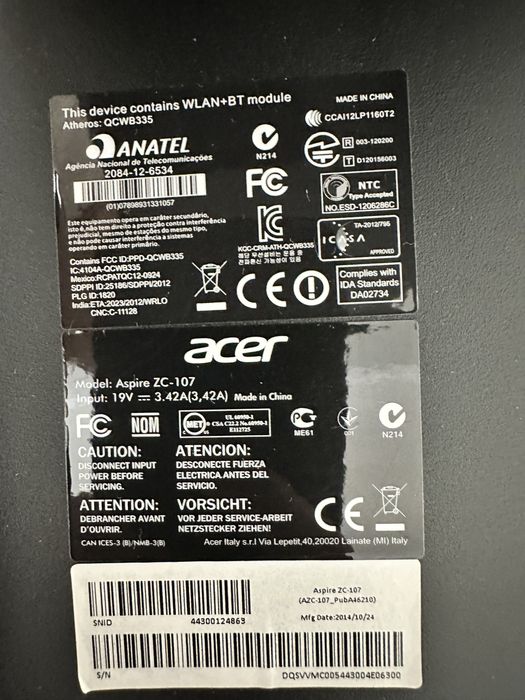 Моноблок Aspire zc-107