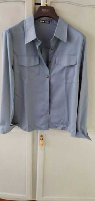 Риза с джоб, копчета и  дълъг ръкав