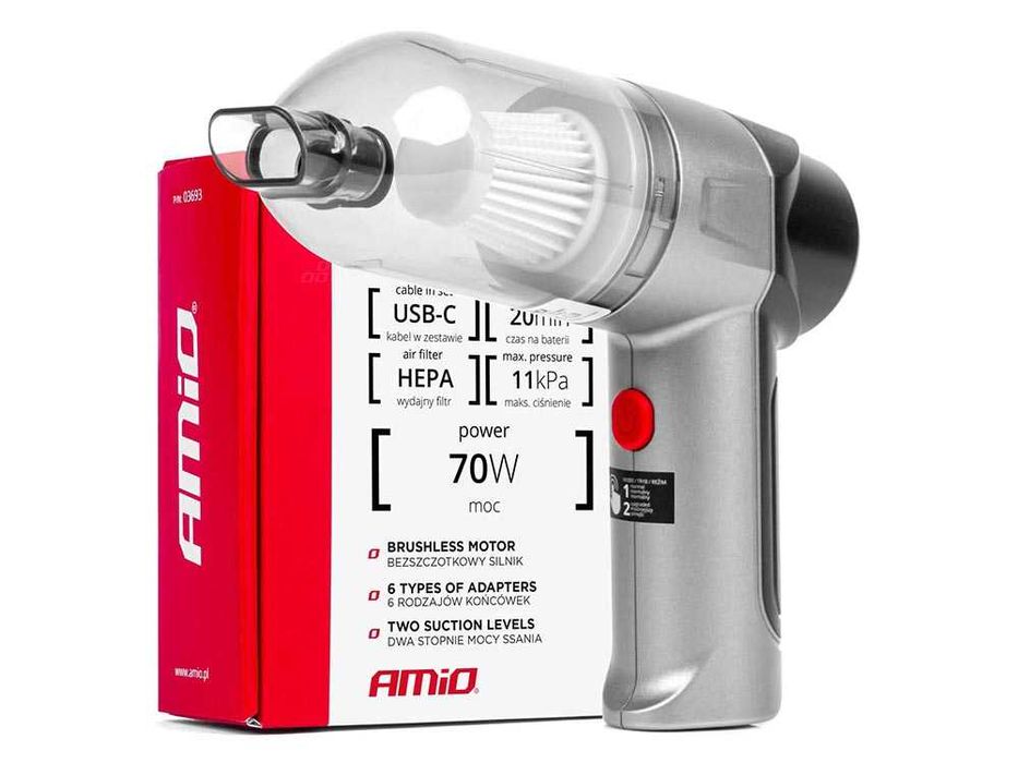 Прахосмукачка за автомобил  HEPA 70W 4000mAh AMIO