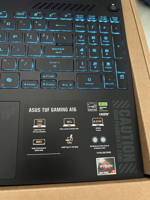 ASUS TUF A16 Gaming – Ryzen 7, RTX 4050, 16 GB RAM, 512 GB SSD – Ca Nou, Garanție