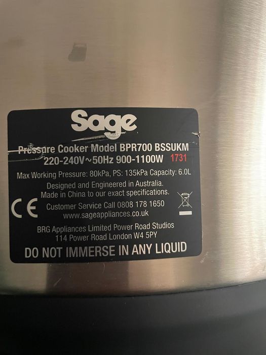 Sage BPR700 oala sub presiune