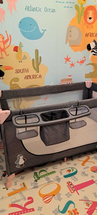 Pătuț de călătorie cu saltea din fibră de cocos