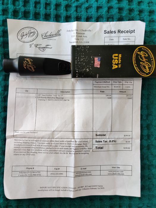 Мундштук Jody Jazz для тенора саксофона