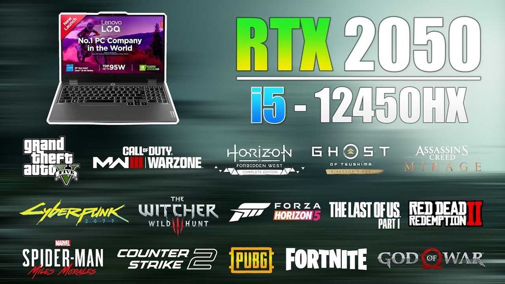 LOQ  Intel Core i512450H/DDR5 8/512GB SSD RTX 2050 4GB FHD 144Hz 15.6