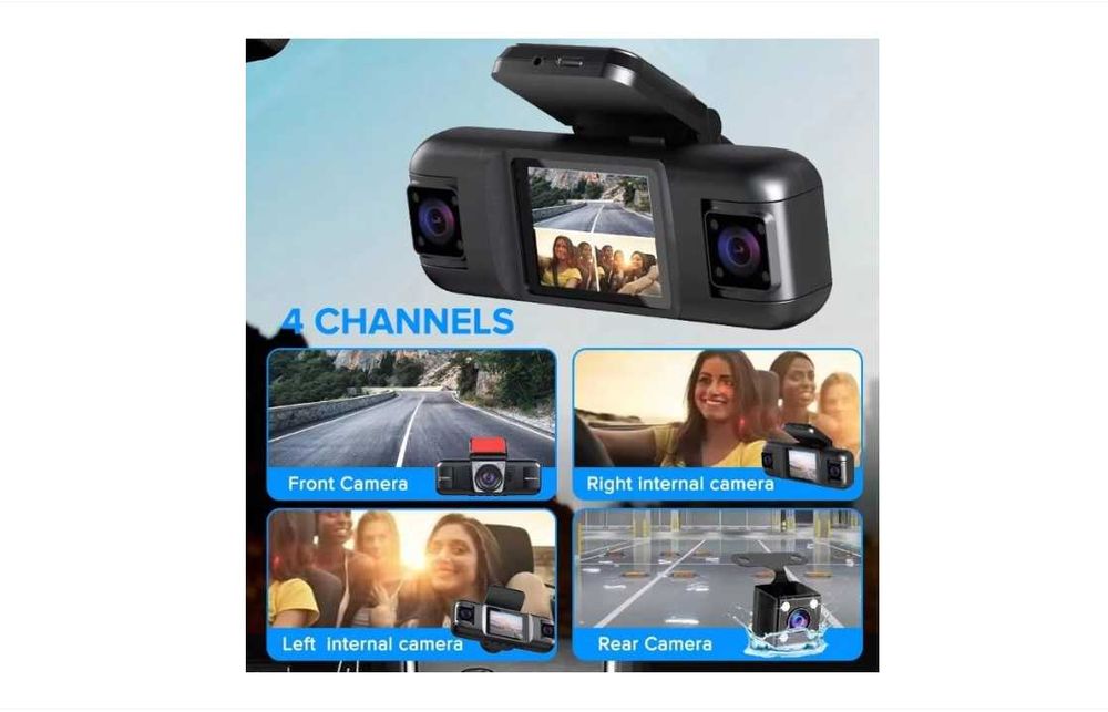 Camera Auto DVR 4 Canale 1080p FullHD, Night Vision, Ecran IPS 2"