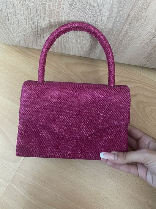 Чанта розова с бляскави частици