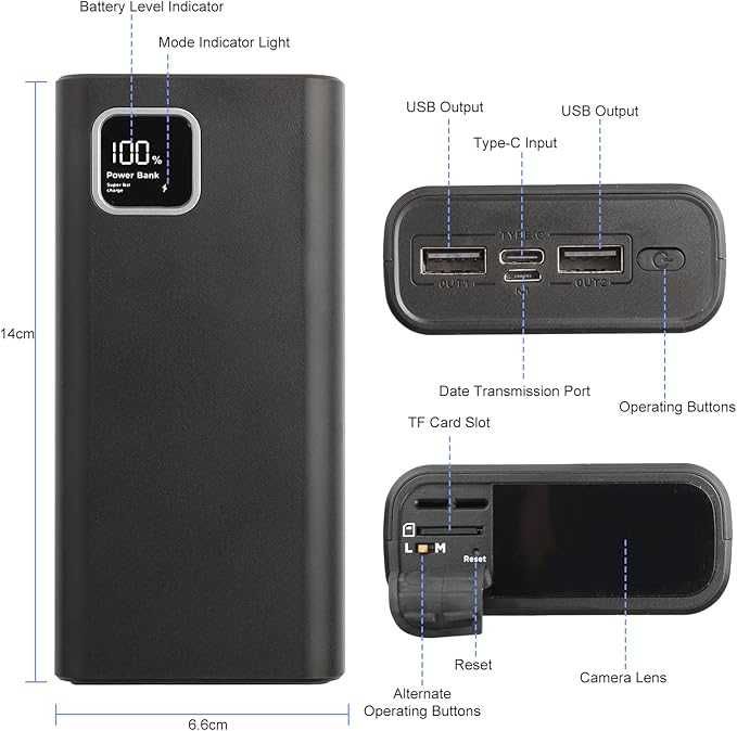 2K HD скрита камера в 10 000 mAh външна батерия