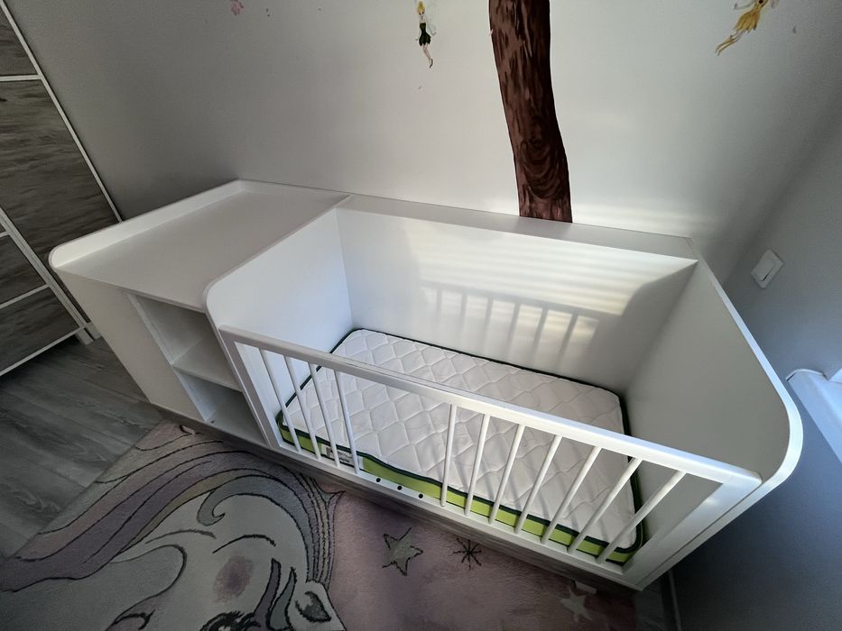 Детска дървена кошара с повивалник и матрак