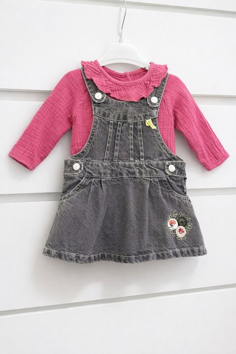 Rochie sarafan C&A Baby si body muselina, marimea 62