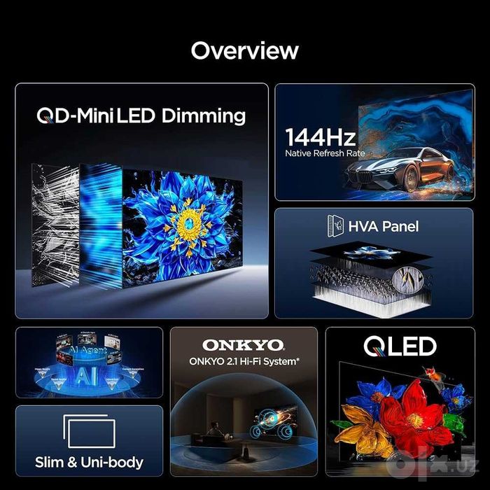 АКЦИЯ TCL NEW 75P8L QDMini led 144HZ Google tv по низкой цене+ДОСТАВКА