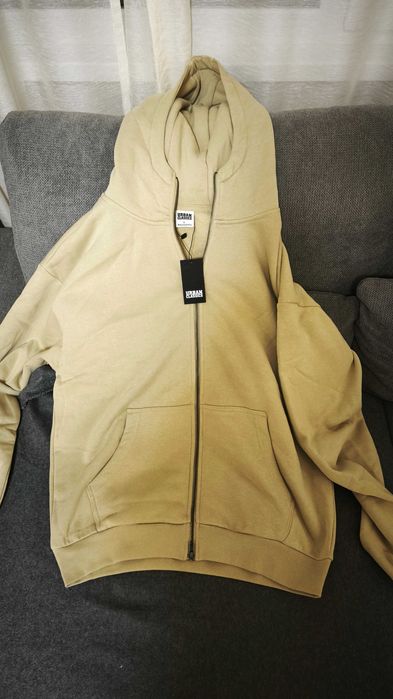 НОВ Urban Classics Суитчър Худи с качулка и цип в бежов/телесен цвят L