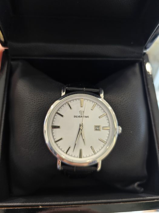 Серебрянные часы Сильвер тайм, ультротонкие.