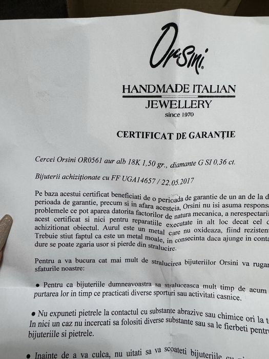 cercei diamante orsini aur alb