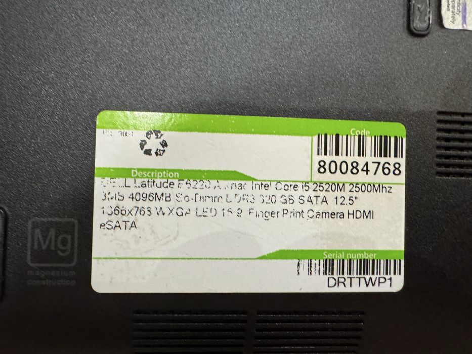 Dell Latitude f6220A SSD 256