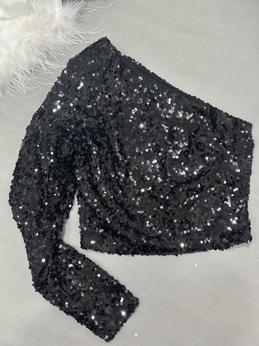 Дамски къс топ в пайети S размер