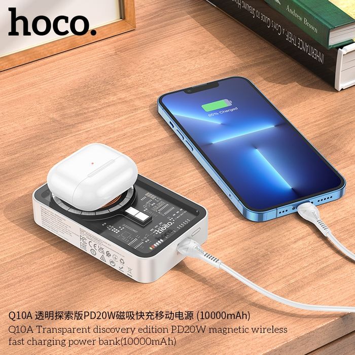 Hoco Q10A Transparent 3in1 Power Bank Magsafe 10000mAh iPhone/ AirPods