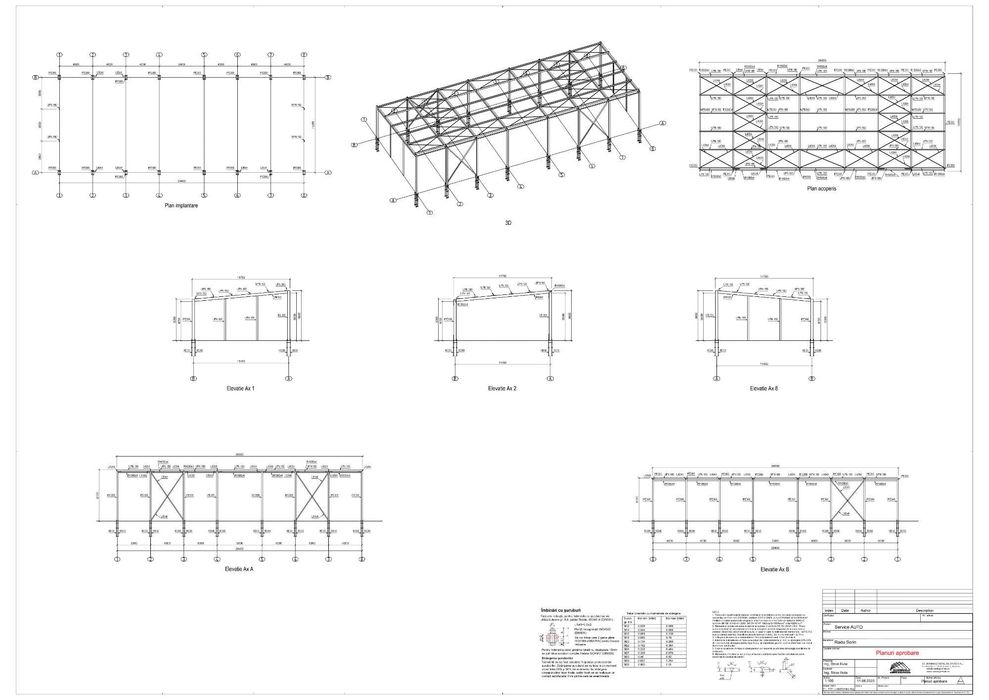 Vand structura metalica 18 x 12 x 6m, completa plafon laterale IPE 300