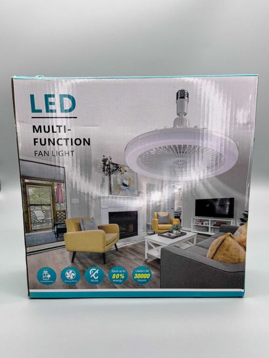 LED вентилаторна лампа 30W с дистанционно, E27 цокъл и функция ароматерапия, два вида