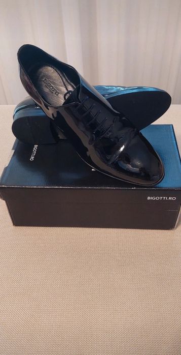 Pantofi Bigotti ceremonie, negri, piele naturala, marimea 45