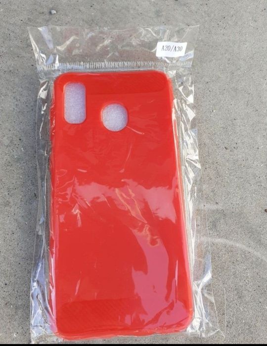 Husa bumper cauciuc silicon folie sticla samsung a20 a30 noua rosie