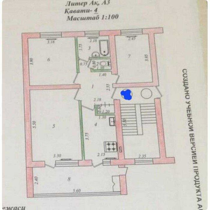 СРОЧНО !! Продается квартира в Яшнабаде 3/4/4 ( 68 кв/м ) Тузел 1