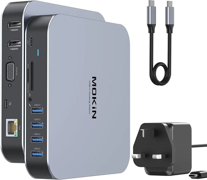 Docking station Mokin hdmi 4k display port,lan,slot card,100w PD
