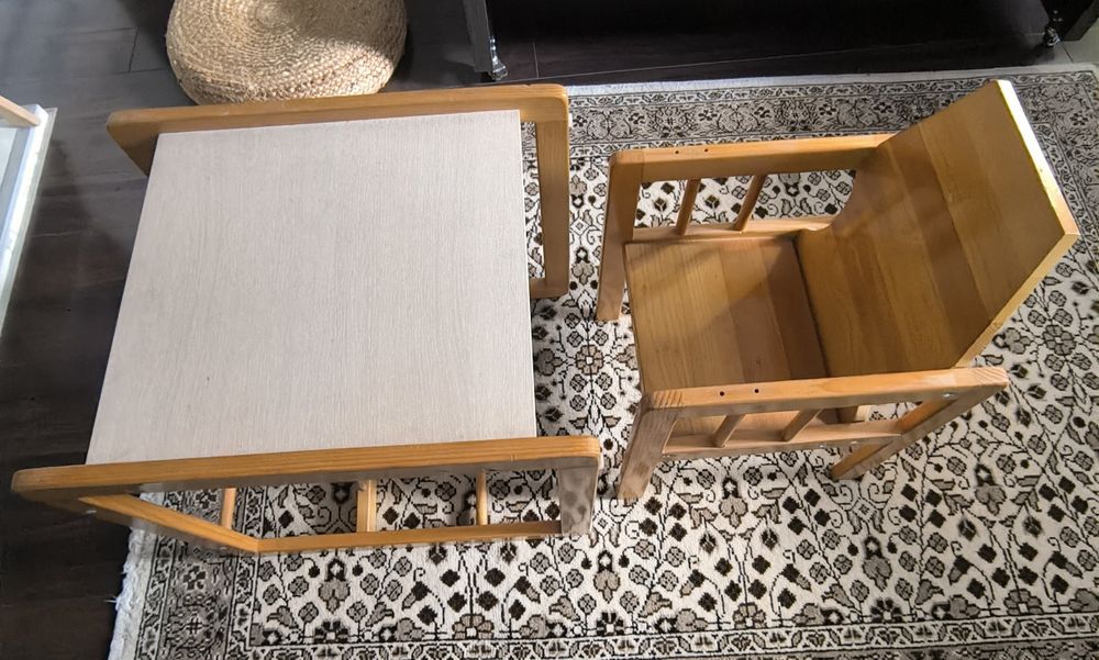 Детски стол 2в1, масивна букова дървесина