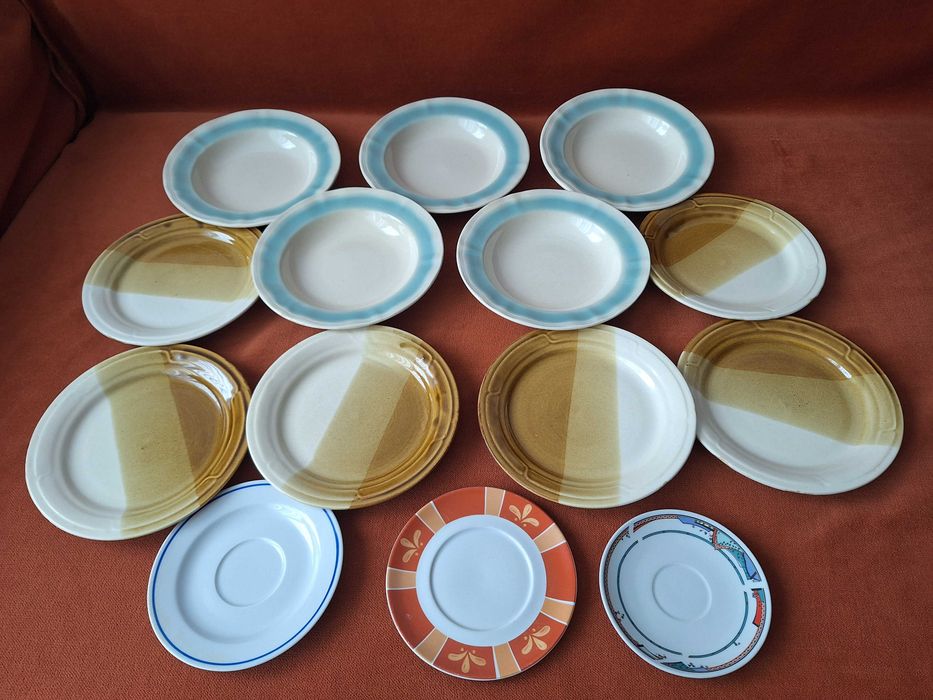 Set diferit de farfurii adanci si intinse, folosite, stare buna