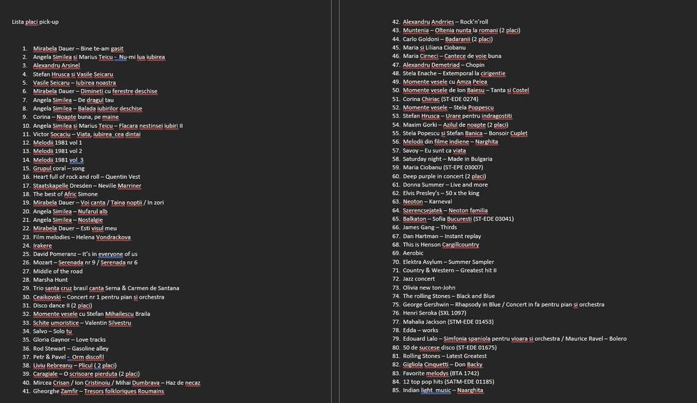 Discuri de vinil Muzica romaneasca /  internationala