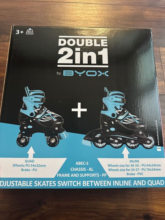 BYOX Регулируеми ролери-кънки 2в1 DOUBLE РОЗОВИ S /34-37/