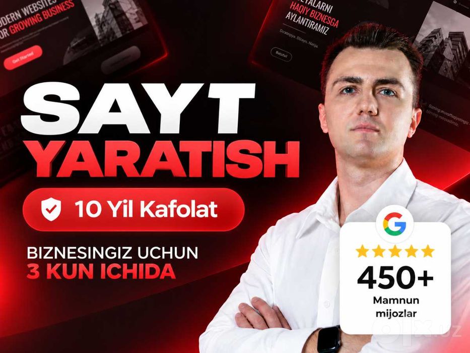 Sayt yaratish / Mobil ilovalar / Onlayn Do'kon / 10 YIL KAFOLAT