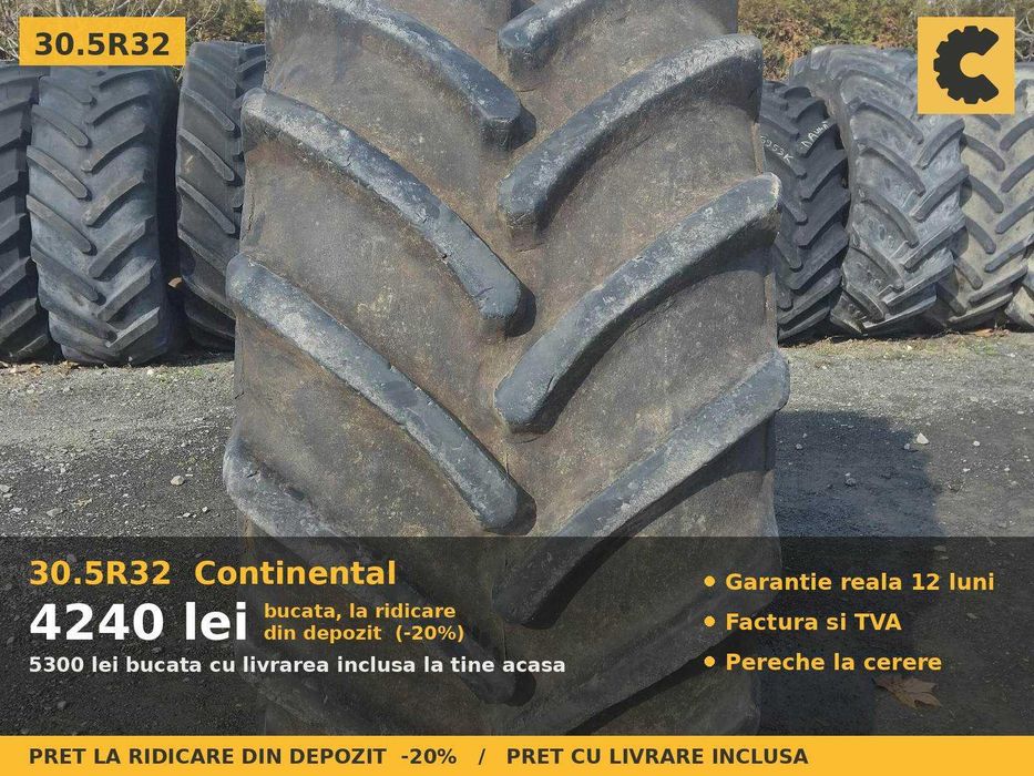 ANVELOPE 30.5R32 800/65R32 30.5L-32 Continental Cauciucuri Combina John Deere New Holland Case IH SH GARANTIE Factura TVA
