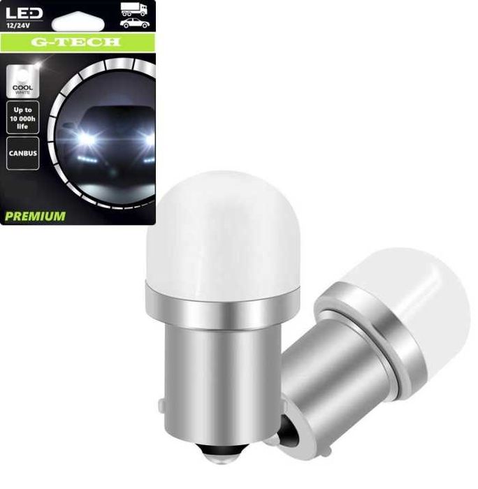 2 броя LED крушки BA15s бяла светлина 12V/24V за автомобил и камион